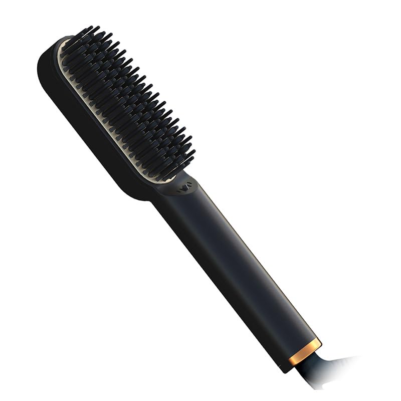 Amazon | 【ブラック】ヒートブラシ ヘアアイロン マイナスイオン 耐熱